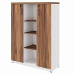 Armário Alto Credenza com Nicho – 1,61×1,20×0,45m – NOGAL SEVILHA/BRANCO- 34415 RORIZ Móveis para Escritório Linha 40 mm Nogal – Branco 10