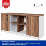 Armário Baixo GOLD Credenza ESPECIAL – 1,60×0,73×0,45m – NOGALSEVILHA / BRANCO – 34502 RORIZ Móveis para Escritório Linha 40 mm Nogal – Branco 9