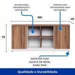 Armário Baixo GOLD Credenza ESPECIAL – 1,60×0,73×0,45m – NOGALSEVILHA / BRANCO – 34502 RORIZ Móveis para Escritório Linha 40 mm Nogal – Branco 11