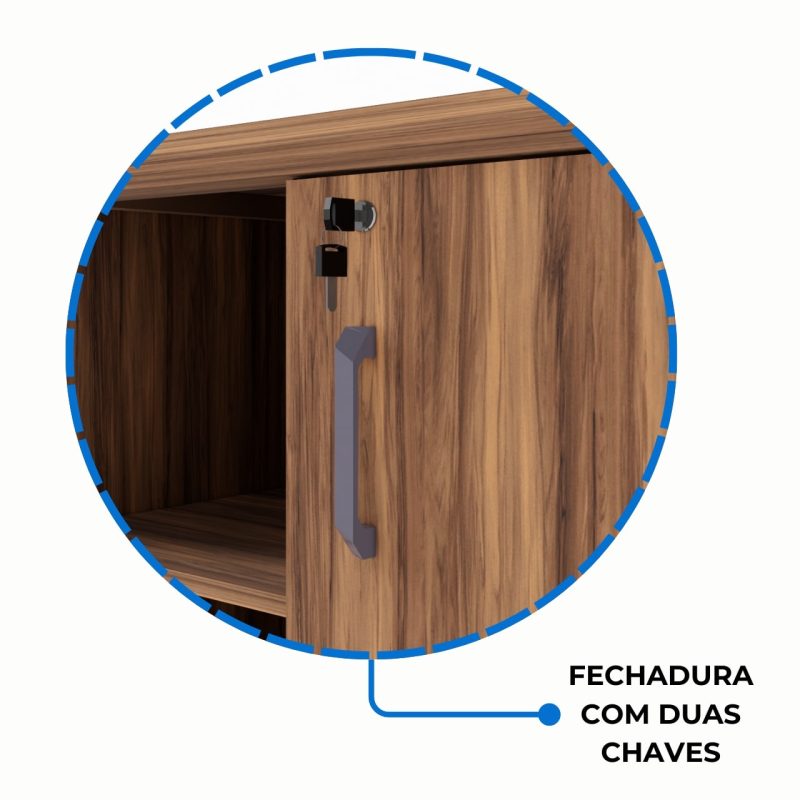 Armário Baixo GOLD Credenza ESPECIAL – 1,60×0,73×0,45m – NOGALSEVILHA / BRANCO – 34502 RORIZ Móveis para Escritório Linha 40 mm Nogal – Branco 7