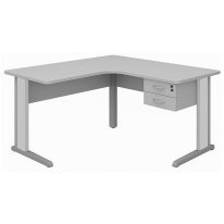 Estação de Trabalho 1,40x1,40m com 02 Gavetas - JOB - CINZA / CINZA - 43019