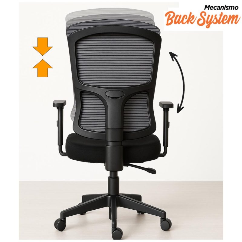 Cadeira de Escritório Tela PRYUS Back System – Cor Preto – 20099 RORIZ Móveis para Escritório Cadeira de Tela 5
