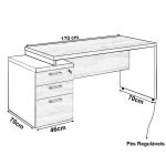 Mesa PEDESTAL RETA (03 Gav.) – 1,92X0,70m – WORKSTART – NOGAL SEVILHA/BRANCO- 34405 RORIZ Móveis para Escritório Linha 40 mm Nogal – Branco 19