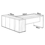Mesa Escritório PRESIDENTE c/ Armário Pedestal – 1,82×1,80m – NOGAL SEVILHA/BRANCO – 34602 RORIZ Móveis para Escritório Linha 40 mm Nogal – Branco 18