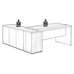 Mesa Escritório PRESIDENTE c/ Armário Pedestal – 1,82×1,80m – NOGAL SEVILHA/BRANCO – 34602 RORIZ Móveis para Escritório Linha 40 mm Nogal – Branco 20