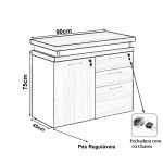 Armário Baixo 03 Gavetas e Porta (MISTO) – NOGAL SEVILHA/BRANCO – 34422 RORIZ Móveis para Escritório Linha 40 mm Nogal – Branco 16