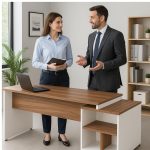 Mesa PEDESTAL RETA (03 Gav.) – 1,92X0,70m – WORKSTART – NOGAL SEVILHA/BRANCO- 34405 RORIZ Móveis para Escritório Linha 40 mm Nogal – Branco 18