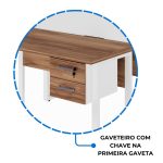 Estação de Trabalho Dupla 1,20×1,35m c/ 02 Gavetas c/ ponto de tomada PÉ QUADRO – Cor Nogal Sevilha/Branco – 34423 RORIZ Móveis para Escritório Linha 40 mm Nogal – Branco 17