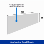 Estação de Trabalho Dupla 1,20×1,35m sem Gavetas c/ ponto de tomada PÉ QUADRO – Cor Nogal Sevilha/Branco – 34424 RORIZ Móveis para Escritório Linha 40 mm Nogal – Branco 13