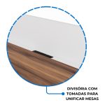 Estação de Trabalho Dupla 1,20×1,35m 02 Lugares c/ Gavetas c/ ponto de tomada PÉ PAINEL – Nogal Sevilha/Branco – 34427 RORIZ Móveis para Escritório Linha 40 mm Nogal – Branco 13