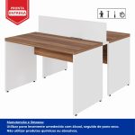 Estação de Trabalho Dupla 1,20×1,35m 02 Lugares sem Gavetas c/ ponto de tomada PÉ PAINEL – Nogal Sevilha/Branco – 34428 RORIZ Móveis para Escritório Linha 40 mm Nogal – Branco 16