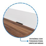Estação de Trabalho Dupla 1,20×1,35m 02 Lugares sem Gavetas c/ ponto de tomada PÉ PAINEL – Nogal Sevilha/Branco – 34428 RORIZ Móveis para Escritório Linha 40 mm Nogal – Branco 19