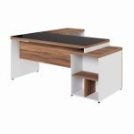 Mesa para Escritório em “L” com VIDRO FUMÊ – 1,92X1,60M NOGAL SEVILHA/BRANCO – 34432 RORIZ Móveis para Escritório Linha 40 mm Nogal – Branco 13