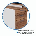 Mesa para Escritório em “L” com VIDRO FUMÊ – 1,92X1,60M NOGAL SEVILHA/BRANCO – 34432 RORIZ Móveis para Escritório Linha 40 mm Nogal – Branco 14