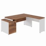 Mesa para Escritório em “L” com Gavetão – 1,92X1,60m -NOGAL SEVILHA/BRANCO – 34431 RORIZ Móveis para Escritório Linha 40 mm Nogal – Branco 10