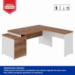 Mesa para Escritório em “L” com Gavetão – 1,92X1,60m -NOGAL SEVILHA/BRANCO – 34431 RORIZ Móveis para Escritório Linha 40 mm Nogal – Branco 12