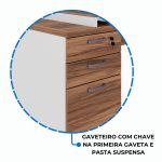 Mesa para Escritório em “L” com Gavetão – 1,92X1,60m -NOGAL SEVILHA/BRANCO – 34431 RORIZ Móveis para Escritório Linha 40 mm Nogal – Branco 15