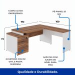 Mesa para Escritório em “L” com Gavetão – 1,92X1,60m -NOGAL SEVILHA/BRANCO – 34431 RORIZ Móveis para Escritório Linha 40 mm Nogal – Branco 11