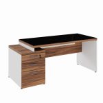 Mesa para Escritório com VIDRO FUMÊ – 1,92×0,70m – NOGAL SEVILHA/BRANCO – 34430 RORIZ Móveis para Escritório Linha 40 mm Nogal – Branco 10
