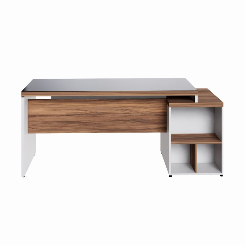 Mesa para Escritório com VIDRO FUMÊ – 1,92×0,70m – NOGAL SEVILHA/BRANCO – 34430 RORIZ Móveis para Escritório Linha 40 mm Nogal – Branco 8