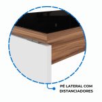 Mesa Diretorzinha c/ Aparador e Vidro Fumê – Pé de MADEIRA – 1,90×1,50m – NOGAL SEVILHA / BRANCO – 34429 RORIZ Móveis para Escritório Linha 40 mm Nogal – Branco 12