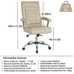 Poltrona Presidente LUXO c/ mola Ensacada – COR FENDI – 30061 RORIZ Móveis para Escritório Presidente 14