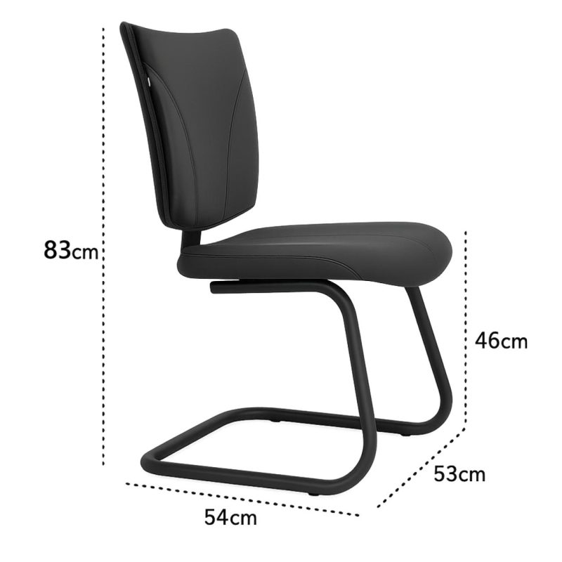 Cadeira de Escritório B-ONE Base em “S” Preta – Corino Preto – 31032 RORIZ Móveis para Escritório Cadeira Fixa Estofada 7