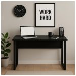 Mesa Escritório PÉ QUADRO – 1,20×0,60m – S/ Gavetas – PRETO / PRETO – 26001 RORIZ Móveis para Escritório Linha 40mm Preto / Preto 16