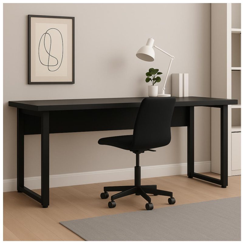 Mesa Escritório PÉ QUADRO – 1,70×0,70m – S/ Gavetas – PRETO / PRETO – 26003 RORIZ Móveis para Escritório Linha 40mm Preto / Preto 8