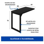 Mesa AUX PÉ QUADRO – 0,90×0,45m – PRETO/PRETO – 26004 RORIZ Móveis para Escritório Linha 40mm Preto / Preto 8