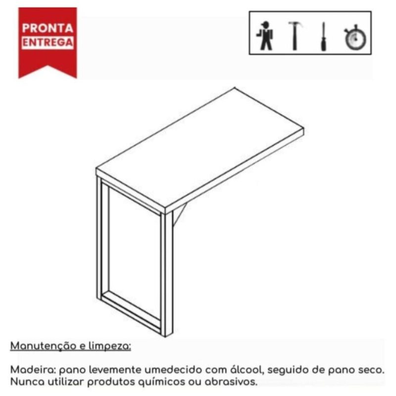 Mesa AUX PÉ QUADRO – 0,90×0,45m – PRETO/PRETO – 26004 RORIZ Móveis para Escritório Linha 40mm Preto / Preto 5