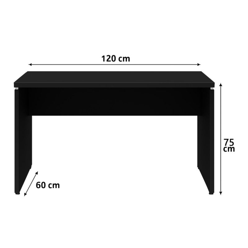 Mesa Escritório 1,20×0,60m – S/ Gavetas – PRETO/PRETO – 26005 RORIZ Móveis para Escritório Linha 40mm Preto / Preto 4