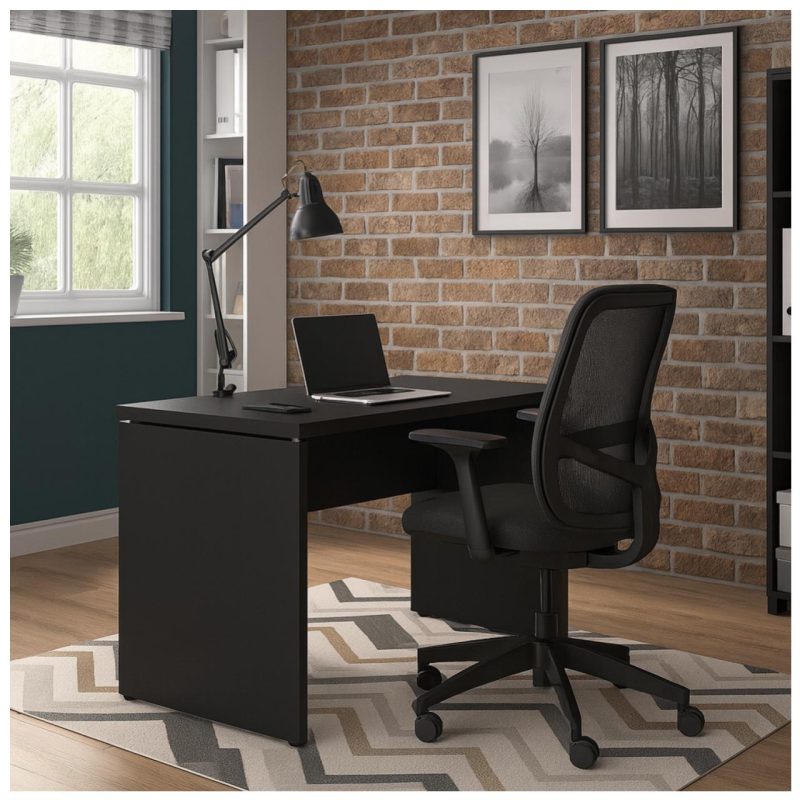 Mesa Escritório 1,20×0,60m – S/ Gavetas – PRETO/PRETO – 26005 RORIZ Móveis para Escritório Linha 40mm Preto / Preto 8