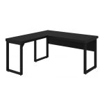 Mesa em L PÉ QUADRO (1,50×0,60m + Mesa Auxiliar) – S/ Gavetas – PRETO / PRETO – 26010 RORIZ Móveis para Escritório Linha 40mm Preto / Preto 13