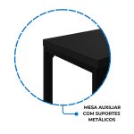 Mesa em L PÉ QUADRO (1,50×0,60m + Mesa Auxiliar) – S/ Gavetas – PRETO / PRETO – 26010 RORIZ Móveis para Escritório Linha 40mm Preto / Preto 17