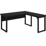 Mesa em L PÉ QUADRO (1,70×0,70m + Mesa Auxiliar) – S/ Gavetas – PRETO / PRETO – 26011 RORIZ Móveis para Escritório Linha 40mm Preto / Preto 10