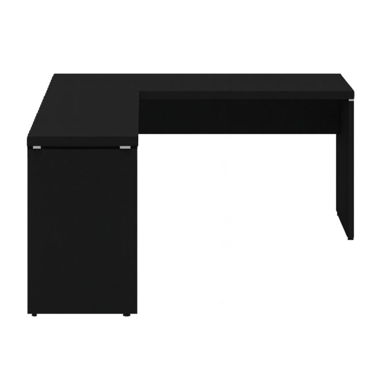 Mesa em L PÉ PAINEL (1,50×0,60m + Mesa Auxiliar) – S/ Gavetas – PRETO / PRETO – 26012 RORIZ Móveis para Escritório Linha 40mm Preto / Preto 3