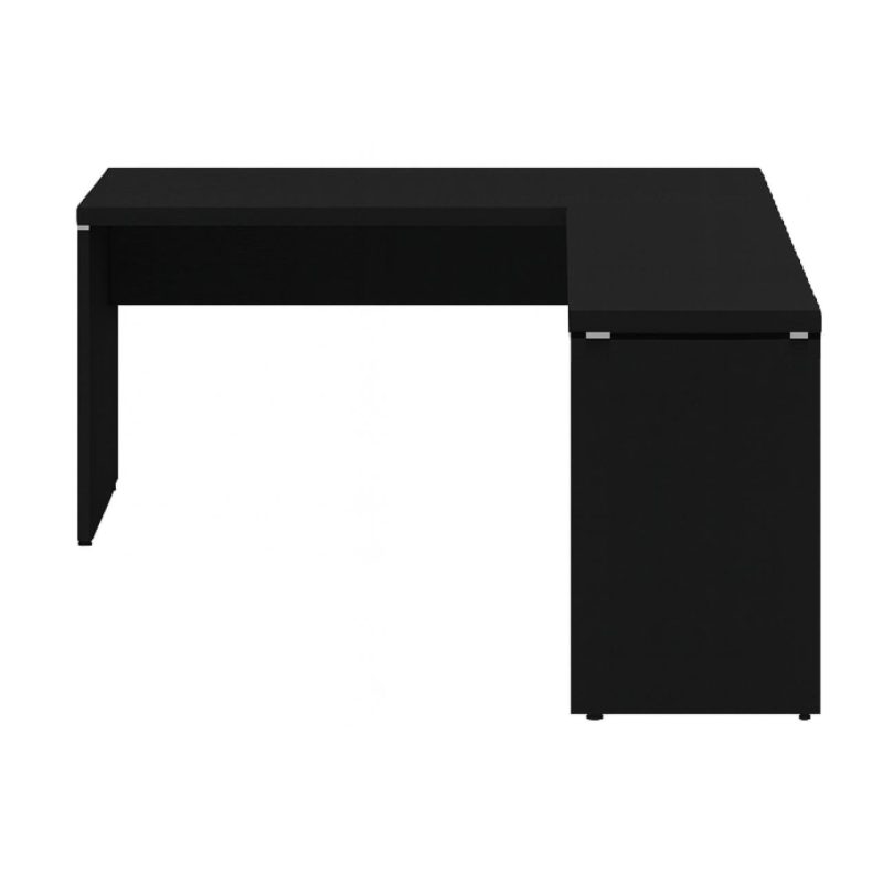 Mesa em L PÉ PAINEL (1,50×0,60m + Mesa Auxiliar) – S/ Gavetas – PRETO / PRETO – 26012 RORIZ Móveis para Escritório Linha 40mm Preto / Preto 4