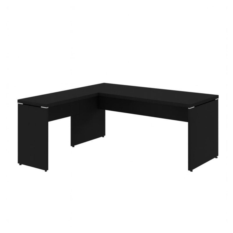 Mesa em L PÉ PAINEL (1,50×0,60m + Mesa Auxiliar) – S/ Gavetas – PRETO / PRETO – 26012 RORIZ Móveis para Escritório Linha 40mm Preto / Preto 5