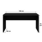 Mesa em L PÉ PAINEL (1,50×0,60m + Mesa Auxiliar) – S/ Gavetas – PRETO / PRETO – 26012 RORIZ Móveis para Escritório Linha 40mm Preto / Preto 15