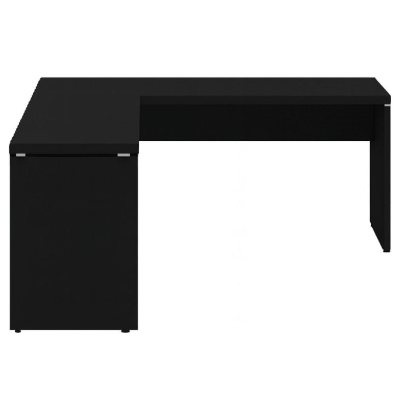Mesa em L PÉ PAINEL (1,70×0,70m + Mesa Auxiliar) – S/ Gavetas – PRETO / PRETO – 26013 RORIZ Móveis para Escritório Linha 40mm Preto / Preto 3