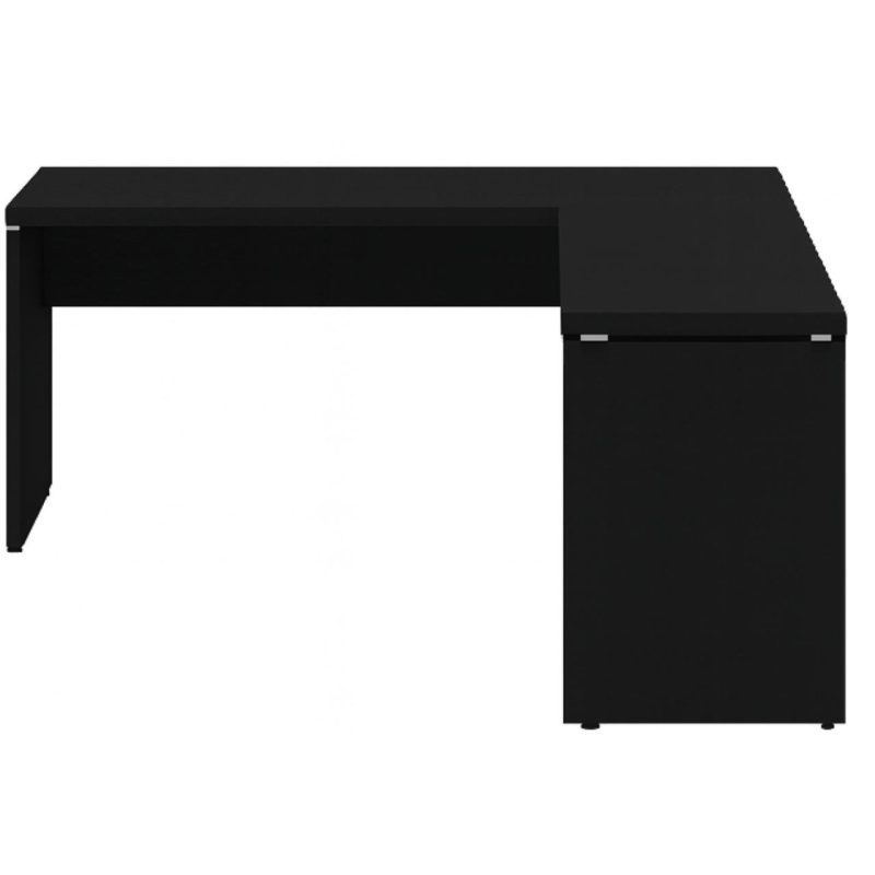 Mesa em L PÉ PAINEL (1,70×0,70m + Mesa Auxiliar) – S/ Gavetas – PRETO / PRETO – 26013 RORIZ Móveis para Escritório Linha 40mm Preto / Preto 4