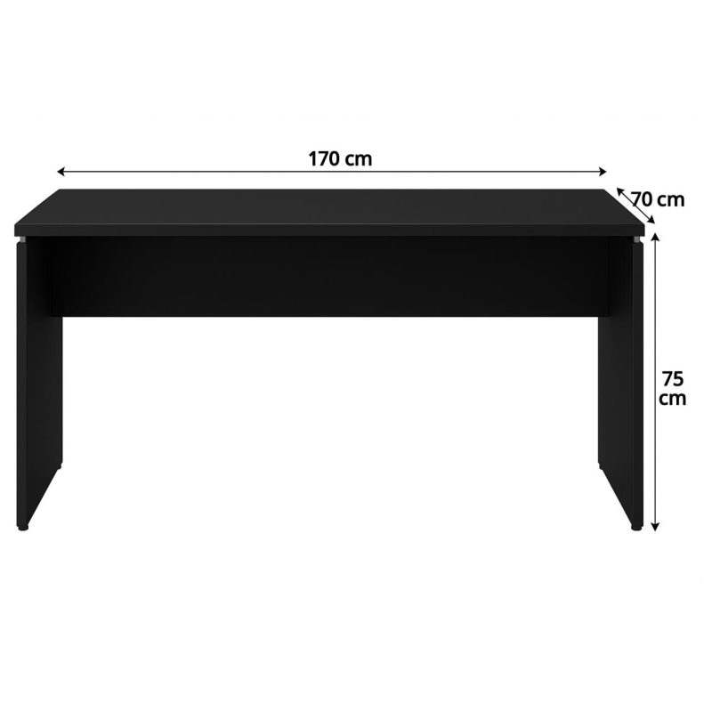 Mesa em L PÉ PAINEL (1,70×0,70m + Mesa Auxiliar) – S/ Gavetas – PRETO / PRETO – 26013 RORIZ Móveis para Escritório Linha 40mm Preto / Preto 6