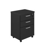 Gaveteiro Volante com 03 Gavetas com Rodízios e Fechadura – MDP Preto – 26034 RORIZ Móveis para Escritório Linha 40mm Preto / Preto 13