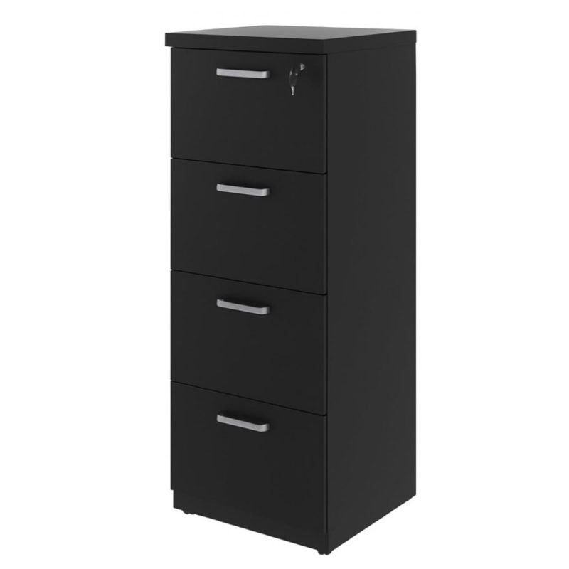 Arquivo de Madeira para Pasta Suspensa com 4 Gavetas – MDP PRETO – 26035 RORIZ Móveis para Escritório Linha 40mm Preto / Preto 3