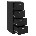 Arquivo de Madeira para Pasta Suspensa com 4 Gavetas – MDP PRETO – 26035 RORIZ Móveis para Escritório Linha 40mm Preto / Preto 10