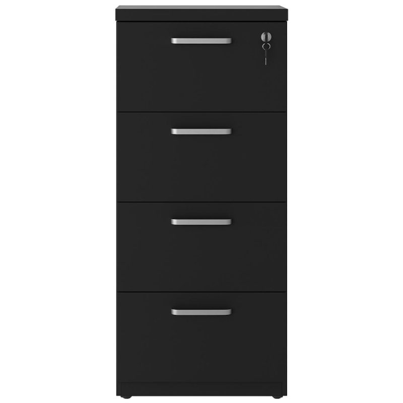 Arquivo de Madeira para Pasta Suspensa com 4 Gavetas – MDP PRETO – 26035 RORIZ Móveis para Escritório Linha 40mm Preto / Preto 7