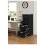 Arquivo de Madeira para Pasta Suspensa com 4 Gavetas – MDP PRETO – 26035 RORIZ Móveis para Escritório Linha 40mm Preto / Preto 18