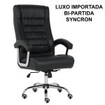 Poltrona LUXO IMPORTADA Concha Dupla Syncron – Couríssimo Preto – 30017 RORIZ Móveis para Escritório Presidente 10