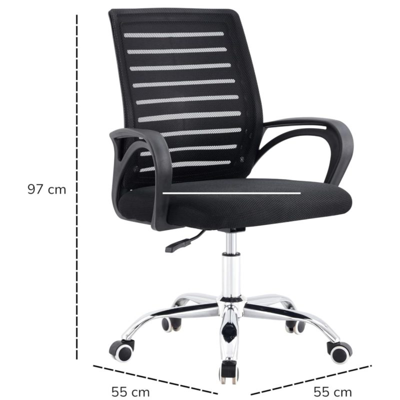 Cadeira para Escritório Tela OZY com Braço – Cor Preta – 30055 RORIZ Móveis para Escritório Cadeira de Tela 6